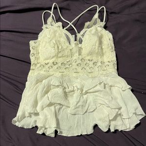 Cream/white crochet tank size large